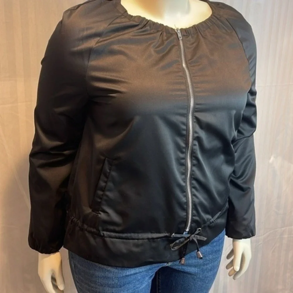 Meaneor Black‎ lightweight Water Resistant Zip Front Jacket Size XL